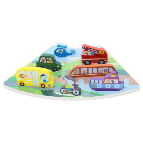 2Kids Toys Dřevěné puzzle Dopravní prostředky propojitelné ~ 4