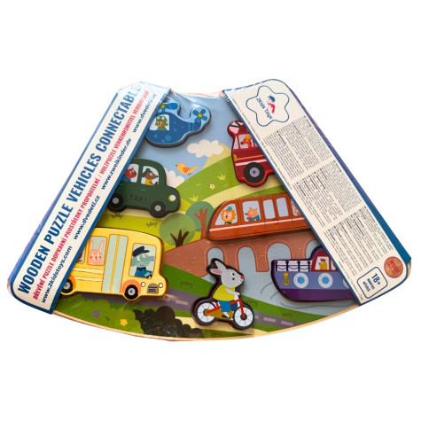 2Kids Toys Dřevěné puzzle Dopravní prostředky propojitelné ~ 5