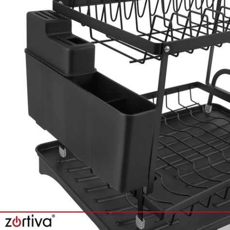 Dvoupatrový odkapávač na nádobí černý Zortiva 28378 ~ 2