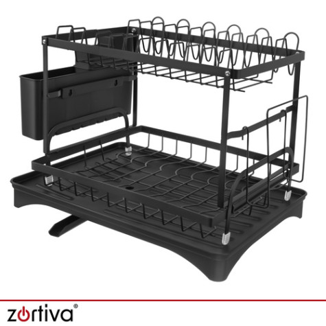 Dvoupatrový odkapávač na nádobí černý Zortiva 28378 ~ 3