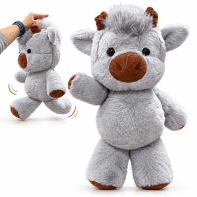 Plyšová běhající kravička 60 cm Highland Running Cow XL - šedá