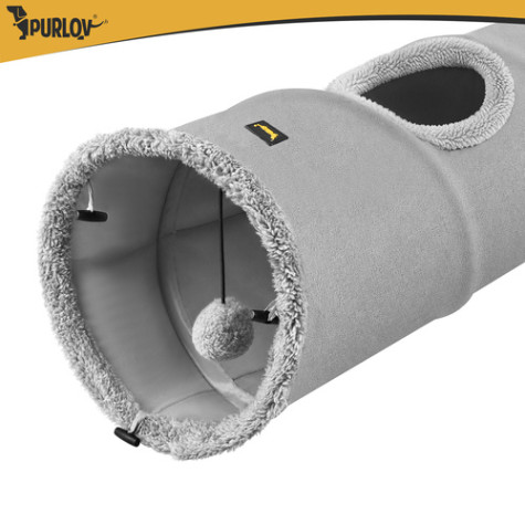 Plyšový interaktivní tunel pro kočky šedý 120cm Purlov 28241 ~ 4