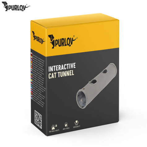 Plyšový interaktivní tunel pro kočky šedý 120cm Purlov 28241 ~ 9