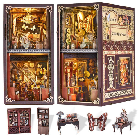 2Kids Toys 3D skládačka Zarážka na knihy Miniatura domečku Dům sběratele motýlů ~ 2