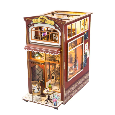 2Kids Toys 3D skládačka Zarážka na knihy Miniatura domečku Kavárna ~ 1