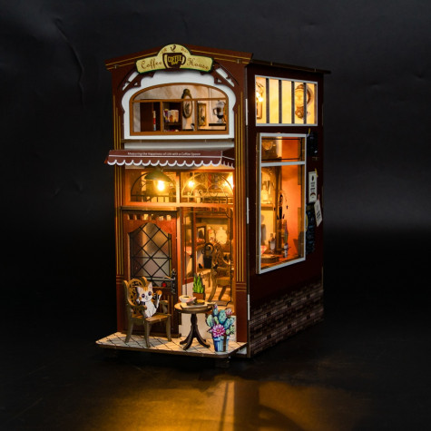 2Kids Toys 3D skládačka Zarážka na knihy Miniatura domečku Kavárna ~ 3