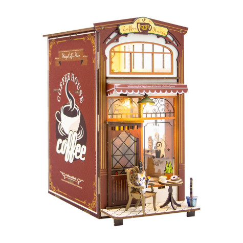 2Kids Toys 3D skládačka Zarážka na knihy Miniatura domečku Kavárna ~ 4