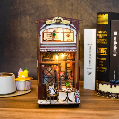 2Kids Toys 3D skládačka Zarážka na knihy Miniatura domečku Kavárna ~ 9