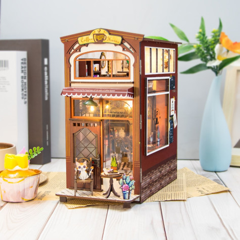 2Kids Toys 3D skládačka Zarážka na knihy Miniatura domečku Kavárna ~ 11