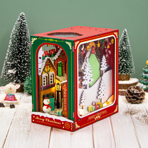 2Kids Toys 3D skládačka Zarážka na knihy Miniatura domečku Bílé Vánoce ~ 3