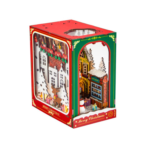 2Kids Toys 3D skládačka Zarážka na knihy Miniatura domečku Bílé Vánoce ~ 5