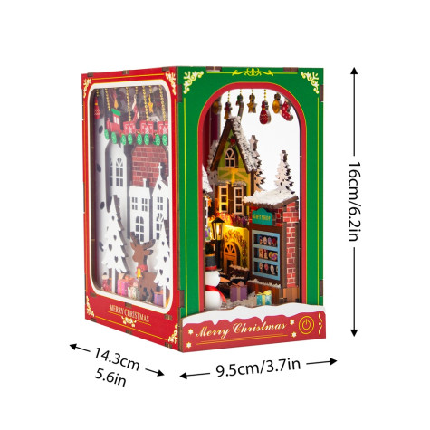 2Kids Toys 3D skládačka Zarážka na knihy Miniatura domečku Bílé Vánoce ~ 6
