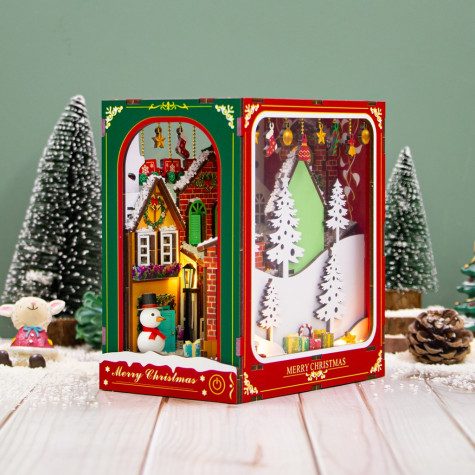 2Kids Toys 3D skládačka Zarážka na knihy Miniatura domečku Bílé Vánoce ~ 11