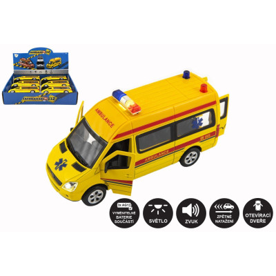Teddies Auto ambulance 15cm se světlem se zvukem na zpětné natažení