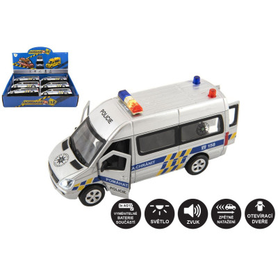 Teddies Auto policie 15cm na baterie se světlem se zvukem na zpětné natažení
