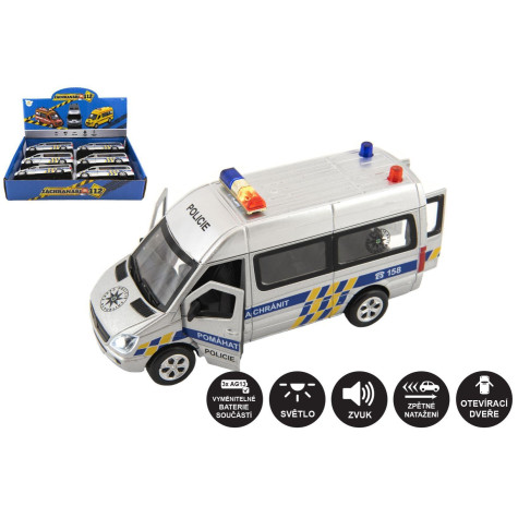 Teddies Auto policie 15cm na baterie se světlem se zvukem na zpětné natažení ~ 1