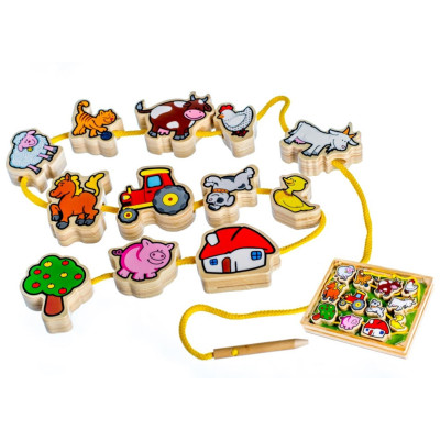 Teddies Provlékačka dřevěná Moje první zvířátka 12 dílků