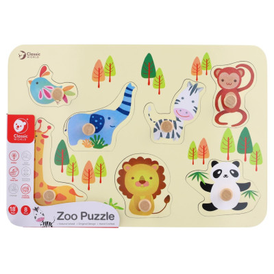 Teddies Vkládačka/Puzzle deskové obrysové zoo 30x21cm ve 18m+