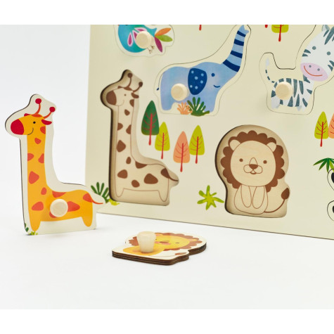 Teddies Vkládačka/Puzzle deskové obrysové zoo 30x21cm ve 18m+ ~ 2