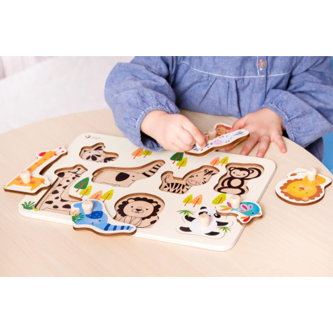 Teddies Vkládačka/Puzzle deskové obrysové zoo 30x21cm ve 18m+ ~ 3