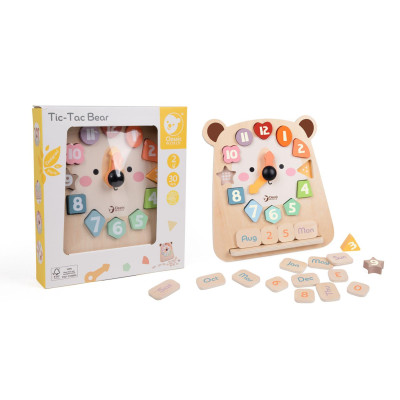 Teddies Hodiny medvěd výukové vkládačka dřevěné 24m+