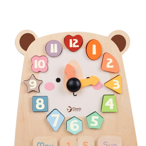 Teddies Hodiny medvěd výukové vkládačka dřevěné 24m+ ~ 3