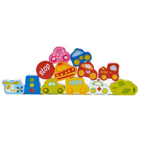 Teddies Provlékačka dopravní prostředky dřevěná 13ks 18m+ ~ 3
