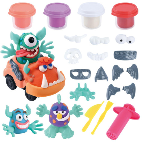 Teddies Plastelína kreativní sada monstra na kolech na baterie se světlem ~ 2