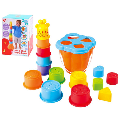 Teddies Vkládačka + kubus pyramida žirafa 2v1 12m+ ~ 1