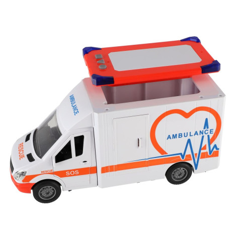 Teddies Auto ambulance 28 cm s lehátkem na setrvačník se světlem se zvukem ~ 3