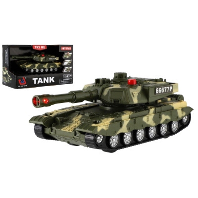 Teddies Tank 20 cm na setrvačník na baterie se světlem se zvukem