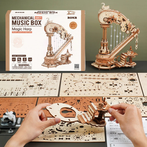 RoboTime 3D mechanická skládačka hrací skříňky Kouzelná harfa ~ 6