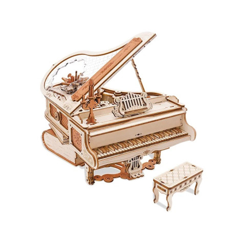 RoboTime 3D dřevěná skládačka hrací skříňky Kouzelné piano (mechanický pohon) ~ 1