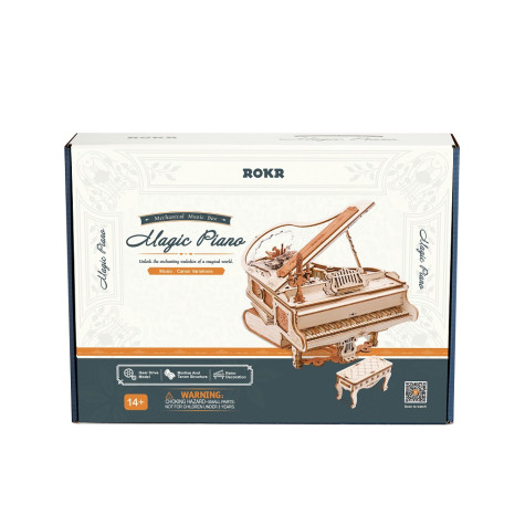 RoboTime 3D dřevěná skládačka hrací skříňky Kouzelné piano (mechanický pohon) ~ 2