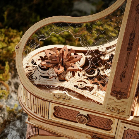 RoboTime 3D dřevěná skládačka hrací skříňky Kouzelné piano (mechanický pohon) ~ 3