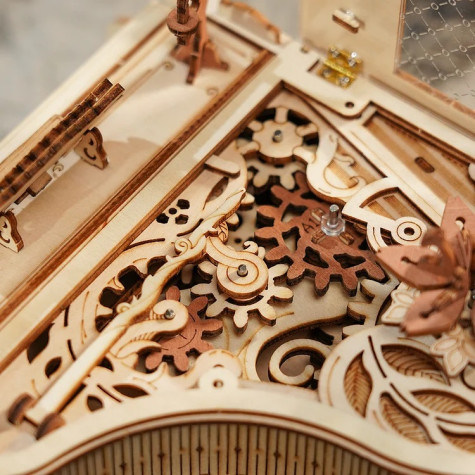 RoboTime 3D dřevěná skládačka hrací skříňky Kouzelné piano (mechanický pohon) ~ 5