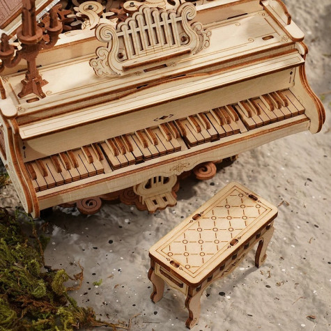 RoboTime 3D dřevěná skládačka hrací skříňky Kouzelné piano (mechanický pohon) ~ 6