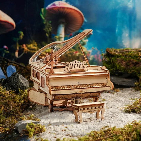 RoboTime 3D dřevěná skládačka hrací skříňky Kouzelné piano (mechanický pohon) ~ 7