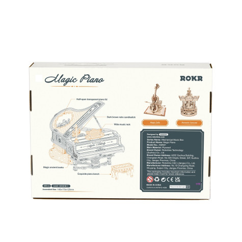 RoboTime 3D dřevěná skládačka hrací skříňky Kouzelné piano (mechanický pohon) ~ 8