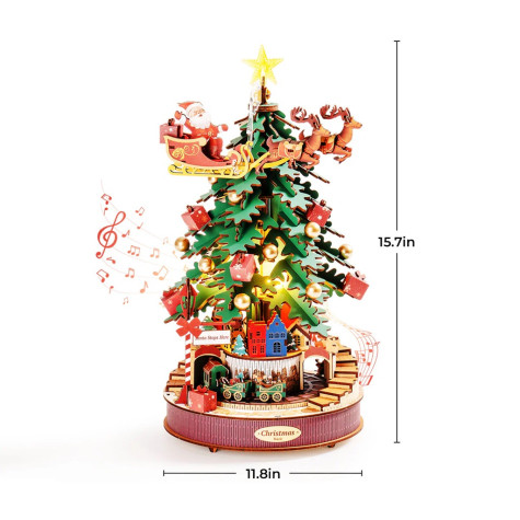 RoboTime 3D dřevěná skládačka hrací skříňky Vánoční stromeček ~ 5