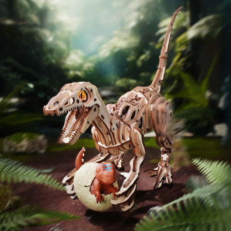 RoboTime 3D dřevěná mechanická skládačka Velociraptor ~ 2