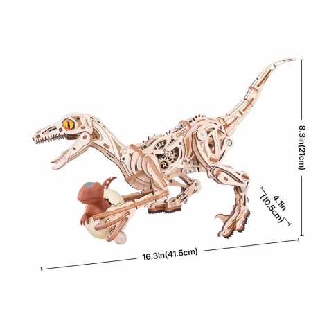 RoboTime 3D dřevěná mechanická skládačka Velociraptor ~ 7