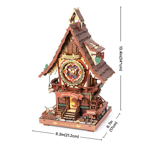 RoboTime 3D dřevěná mechanická skládačka Kukačkové hodiny ~ 8