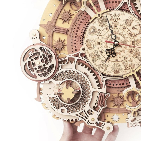 RoboTime 3D dřevěná mechanická skládačka Hodiny s kalendářem ~ 3