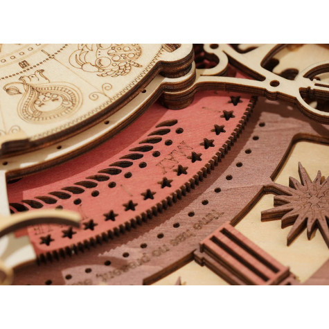 RoboTime 3D dřevěná mechanická skládačka Hodiny s kalendářem ~ 9