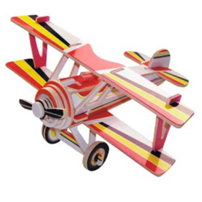 Woodcraft Dřevěné 3D puzzle Dvouplošník barevný