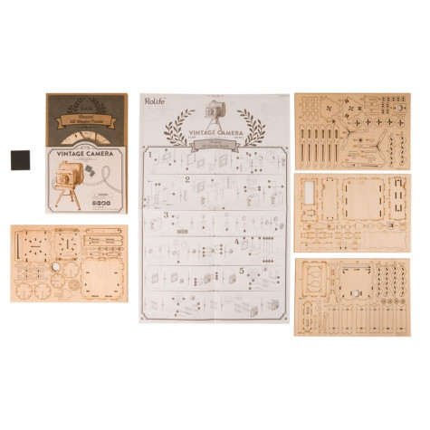 RoboTime 3D dřevěná skládačka Historický fotoaparát ~ 4