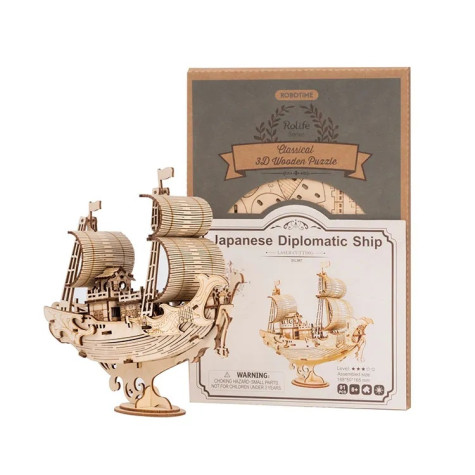 RoboTime 3D dřevěná skládačka Japonská plachetnice ~ 4