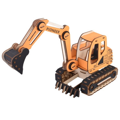 Woodcraft Dřevěné 3D puzzle Rypadlo oranžová