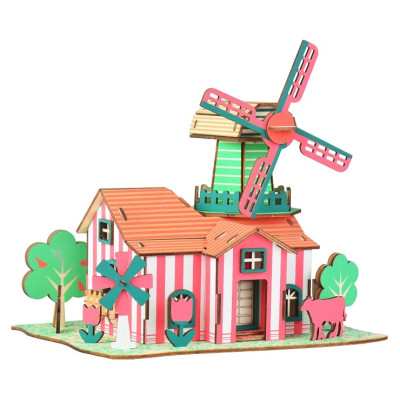 Woodcraft Dřevěné 3D puzzle Tulipánový ranč